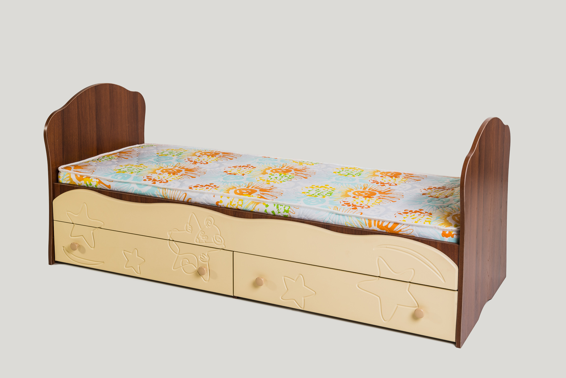 Мал5с/я Кровать детская подростковая &quot;Малышка&quot; с ящиком, длина 1700 мм. ширина 600 мм, таволато/ваниль