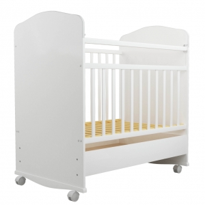 З/9Бел Кровать детская "Золушка 9" (белая) 04, колесо,качалка,планка, ящик 2 уров.ложа, глухие спинки Новинка!