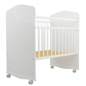 З/8Бел Кровать детская "Золушка 8" (белая) 04, колесо,качалка,планка, 2 уров.ложа, глухие спинки Новинка!