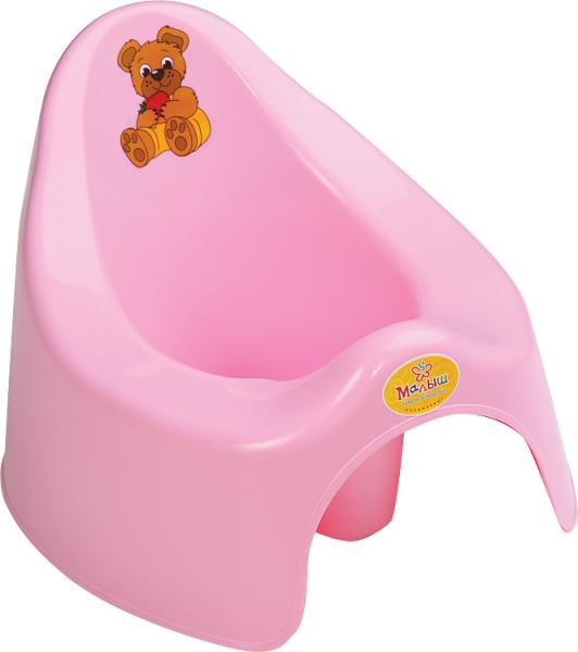 C173Р Горшок детский туалетный "Малыш" с аппликацией, розовый, 30 шт/кор.