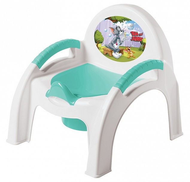 13082Бир Горшок - стульчик с аппликацией "Том и Джерри" (бирюзовый) 6 шт/уп.,  Россия       НОВИНКА  !